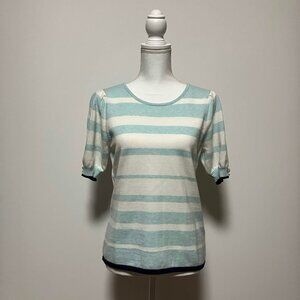 NWT Marble Striped Short Sleeve Women's Cotton Sweater, Size Small, Style 7016